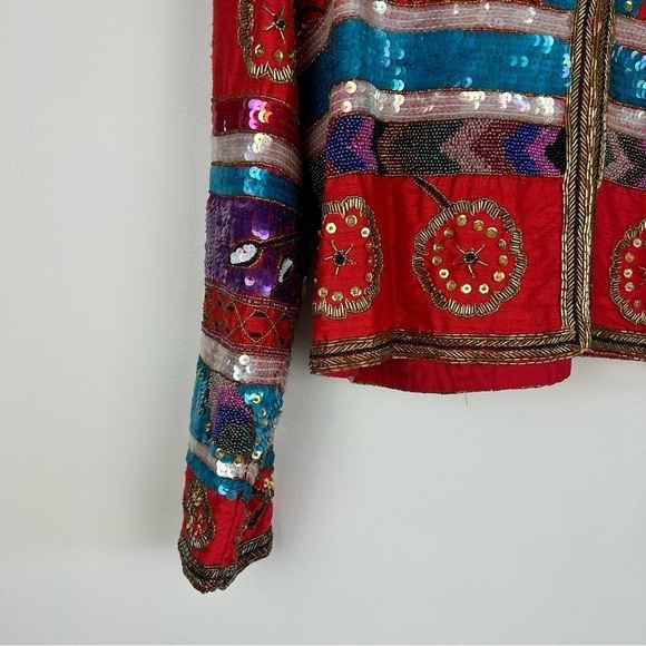 Vintage Rare 90's Leslie Fay Evenings Beaded Sequin Blazer Size L - Picture 8 of 13